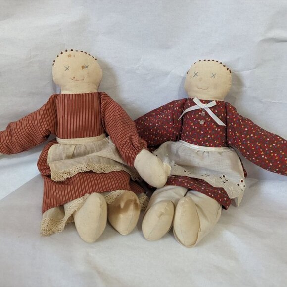 vintage Folk Art Dorothy Rag Doll Handmade Primitive Doll Embroidered lot of 2 1 - Picture 8 of 8